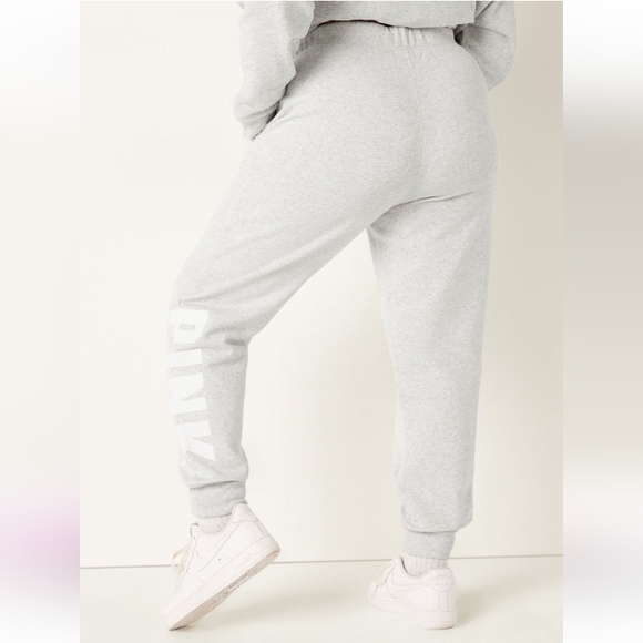 PINK VS Relaxed Joggers Heather Stone Grey Sans Logo NWOT - Picture 3 of 4